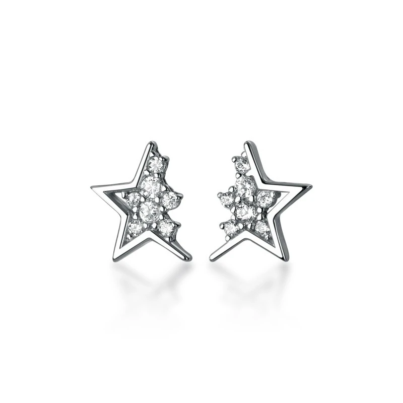 

Original Design Silver Sweet Dazzling Cute Star CZ Stud Earrings 925 Incomplete Beauty Earring For Women Wedding Jewelry Gift