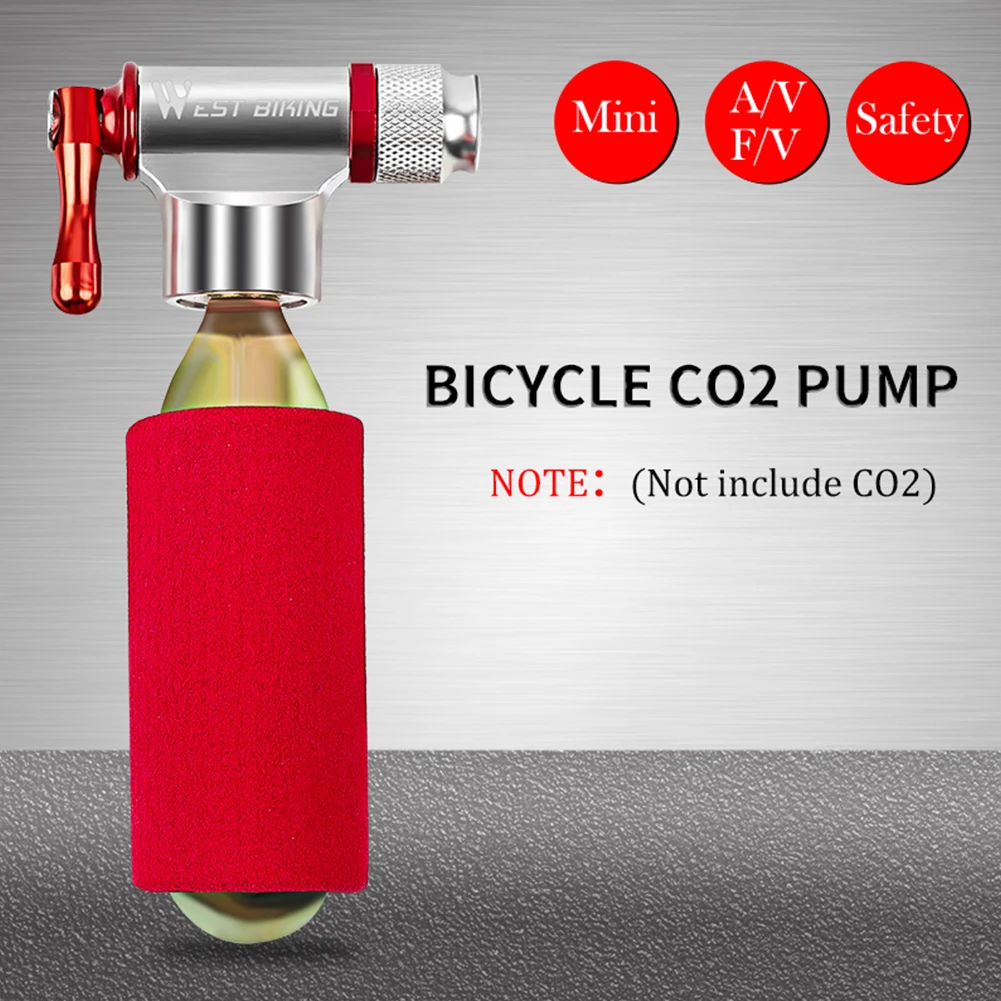 

WEST BIKING Portable Mini Bicycle Pump Aluminum Alloy MTB Road Bike CO2 Inflator For Basketball Football Cycling Accessories