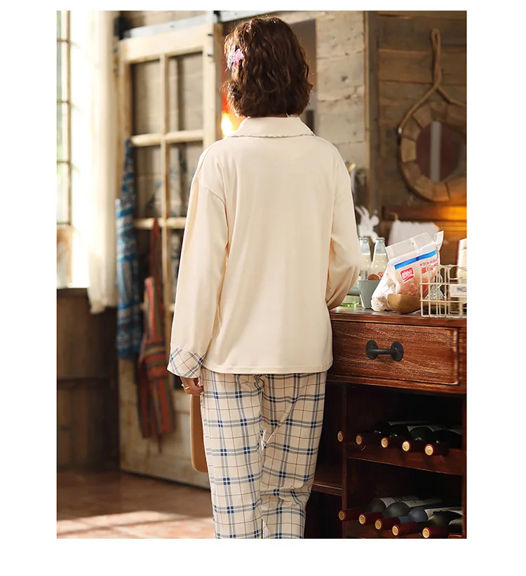 2019 зимняя женская пижама кардиган 2 предмета с длинным рукавом хлопковые брюки