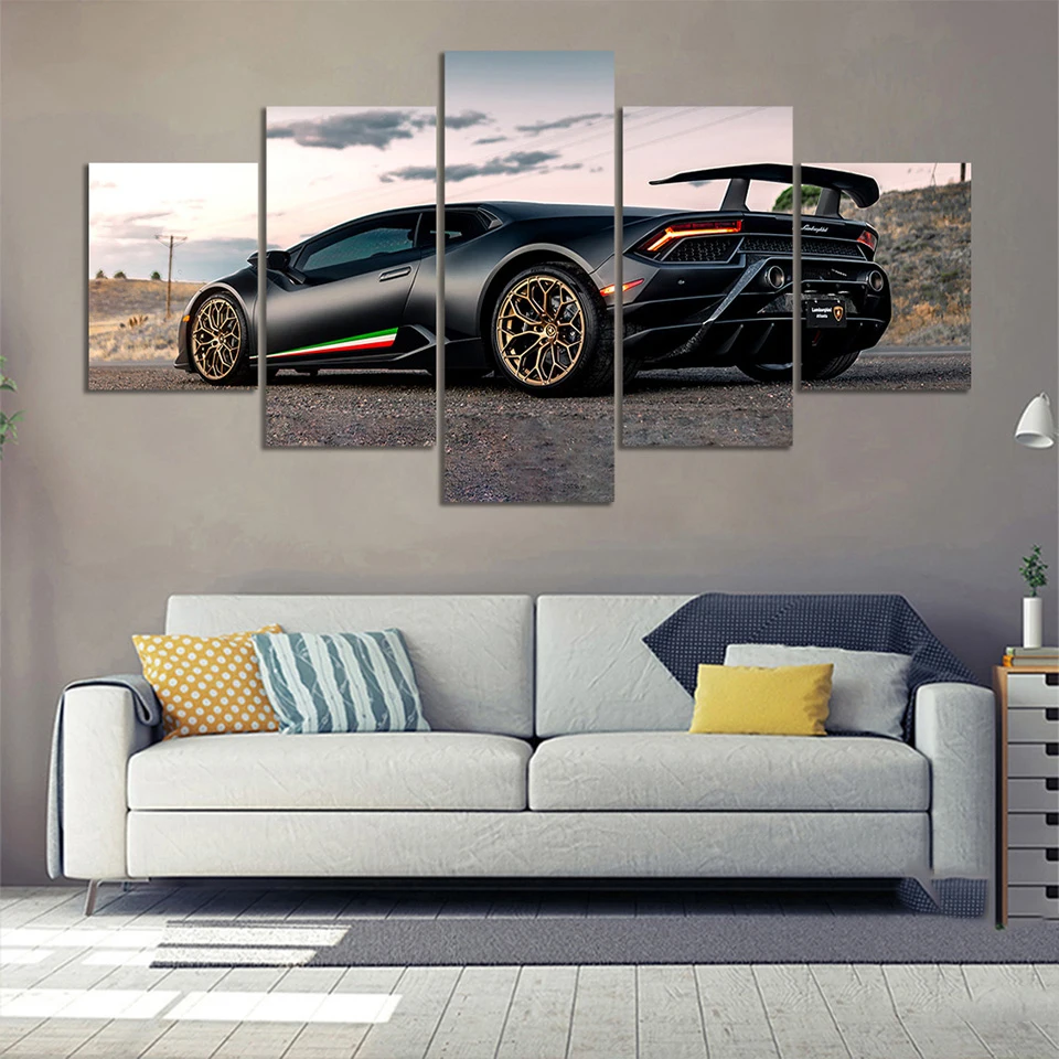 

No Framed Canvas 5Pcs Luxury Sports Car Posters HD Wall Art Pictures Decoration Living Room Accessories Home Decor Paintings