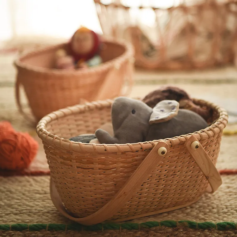 Портативная корзина для фруктов из ротанга ручная коробка хранения органайзер