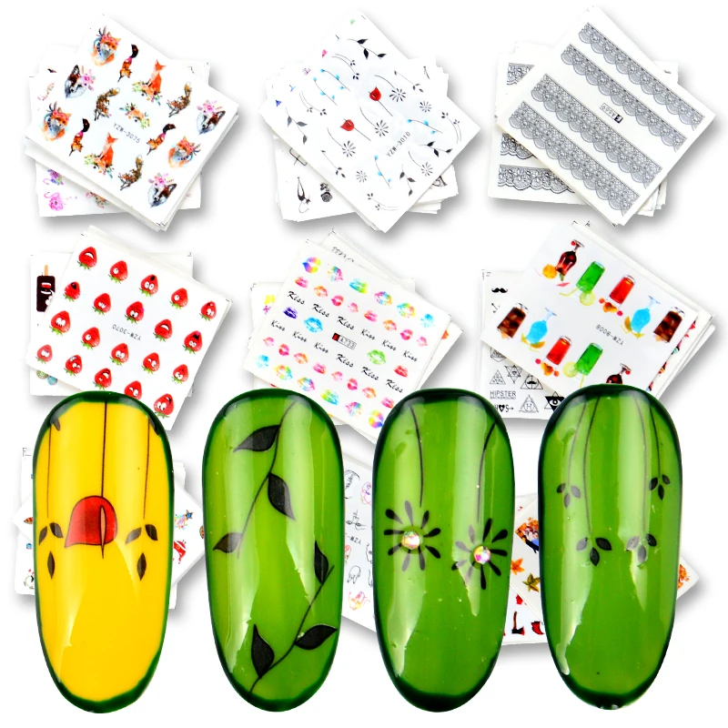 

1 набор наклейка на ногти водная цветок рождественские наклейки много ногтей татуировки лето Сделай Сам Полный слайдер маникюрные украшени...