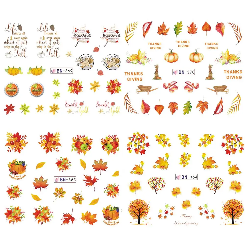 12 шт. наклейки для ногтей с желтыми и золотыми листьями|Стикеры наклейки| |