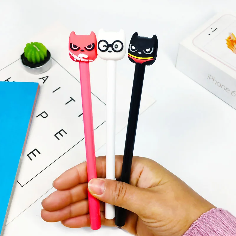 

24 pcs Creative small fresh cartoon black student signature pen cartoon cat gel pen factory direct escolar material escolar