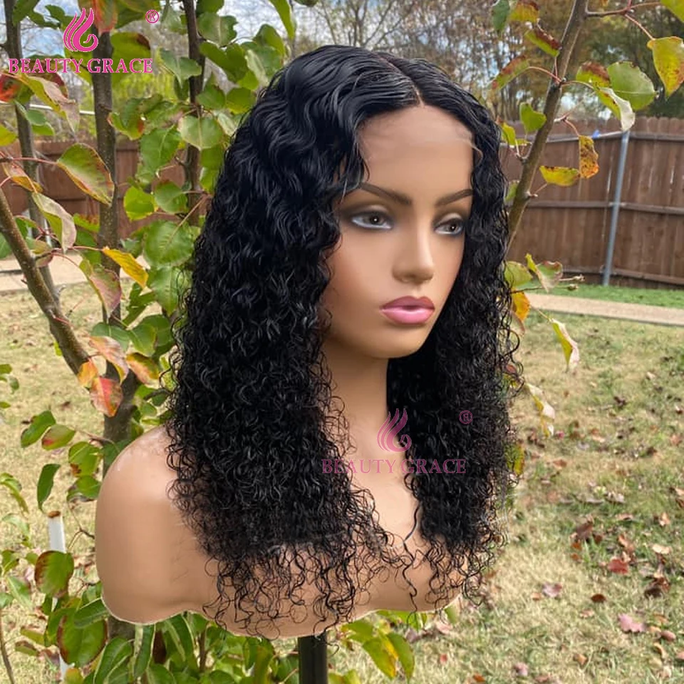 

Beauty Grace Wigs Brazilian Kinky Curly Human Hair Wigs Pre Plucked 4X4 Lace Frontal Wigs Remy Hair Deep Curly Lace Front Wig