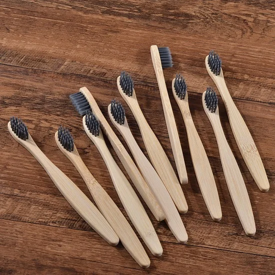 10PC Kids Gray Детская бамбуковая зубная щетка, 10 шт., детская мягкая эко биоразлагаемая зубная щетка без пластика, es, уход за полостью рта, Бамбуковая зубная щетка с эко ручкой - Цвет: 10PC Kids Gray