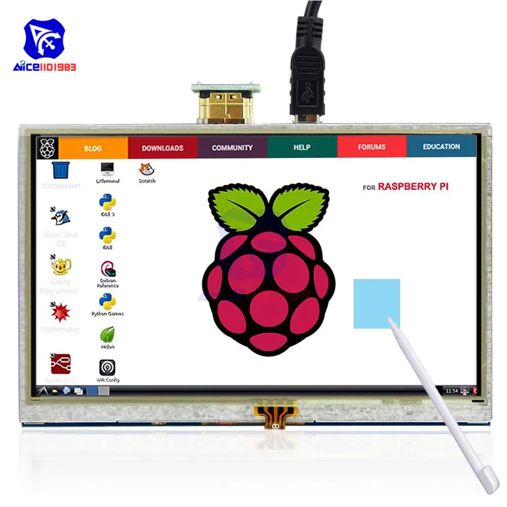 5-дюймовый сенсорный экран ILI9486L 800x480 TFT ЖК-дисплей для HDMI-совместимого интерфейса с ручкой для Raspberry Pi 4B 3B + 3B 2B + - изображение
