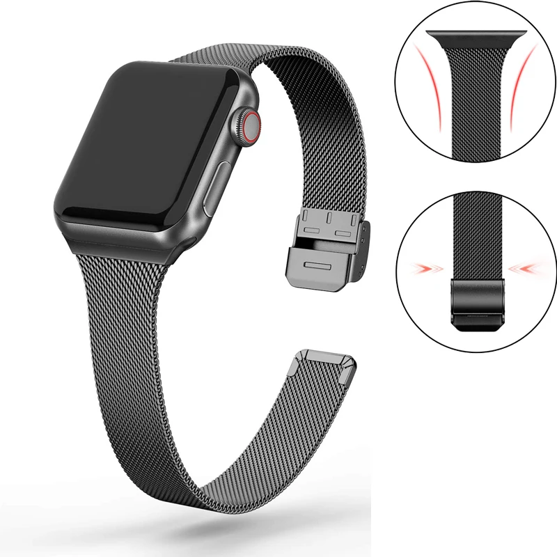 

Slimming strap for Apple watch band 44mm 42mm 40mm 38mm iwatch apple watch SE 6 5/4/3/2 42 44 mm metal watchband Accessories