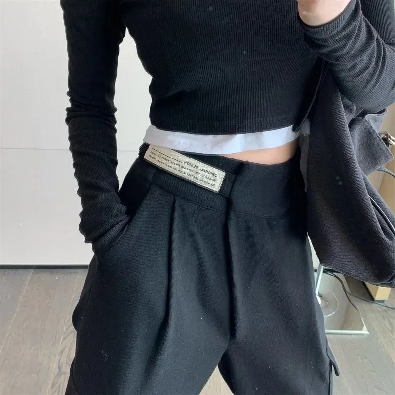 

Women Korean High Street Harem Sport Pants 2021 Casual Pants Plus Size(M-3XL) Elastic Waist Loose Jogging Trousers Ladies Pop