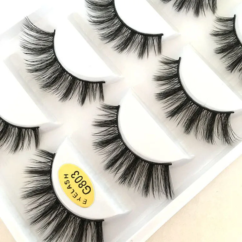 

5 Pairs 3d Black False Eyelash Imitation Mink Eyelash Thick Natural Long Crisscross Beauty Eyelashes Makeup Tools