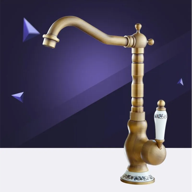 Аксессуары для обустройства дома античный латунный кухонный кран поворотный на