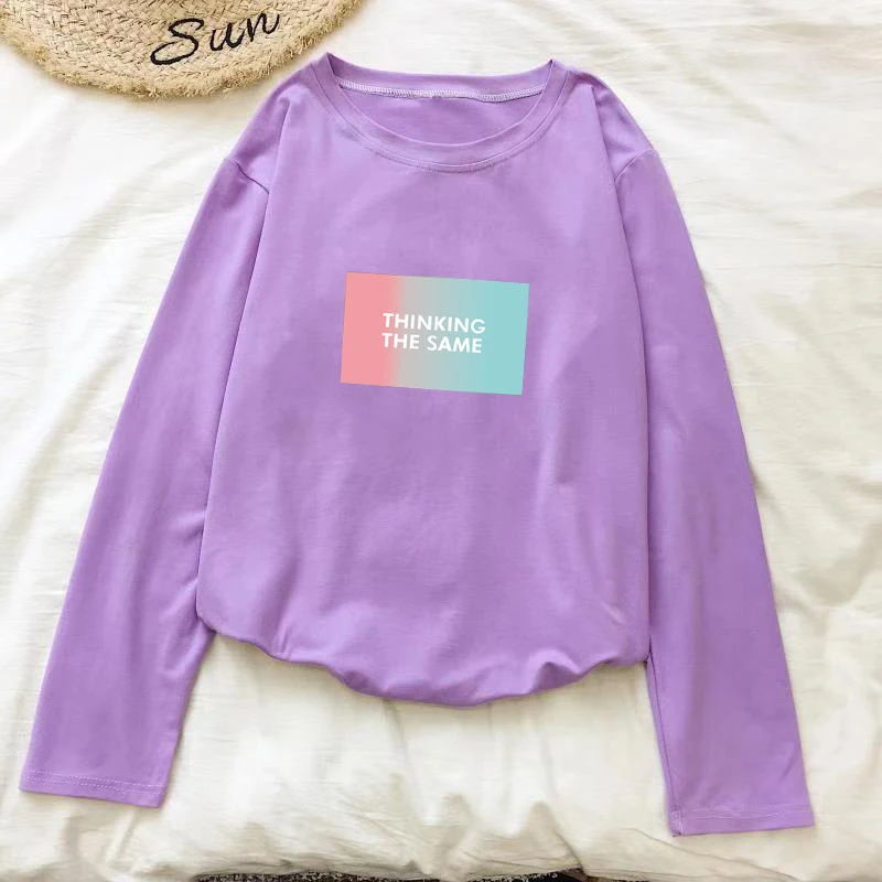 Женская толстовка с буквенным принтом Shellsuning розовый синий пуловер круглым