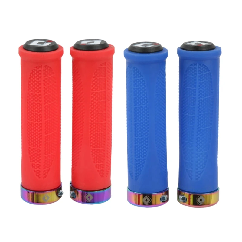 

2pair ODI Soft Silicone Color Grip MTB Road Folding Bike Grip Cover Lockable Bike Grip Cover Bike Accessories(Red&Blue)