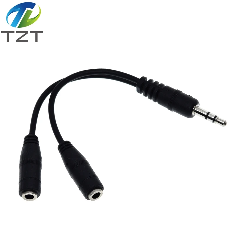 Завеса черный 3 5 мм 1 в 2 пары аудио линия вкладыши гарнитура разветвитель для