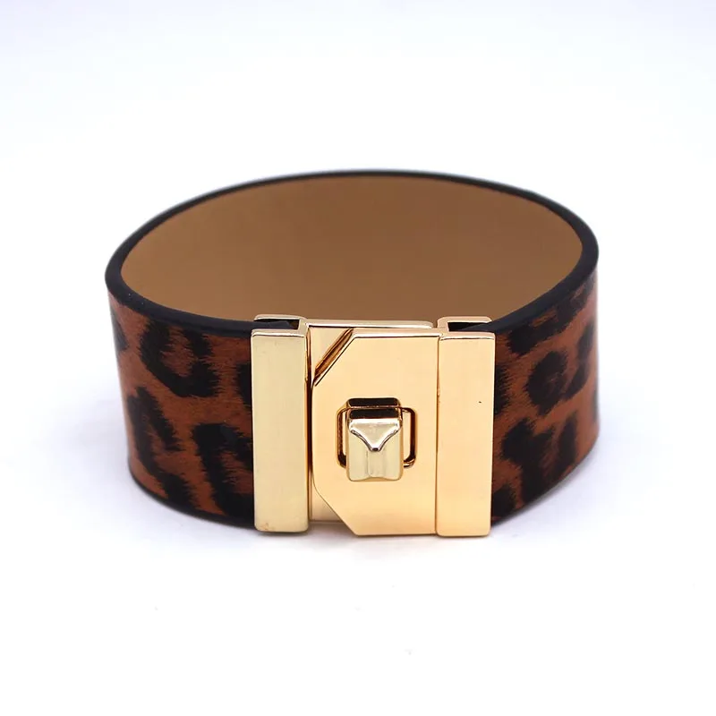 Женский кожаный браслет змеиный Леопардовый принт Европейский преувеличенный