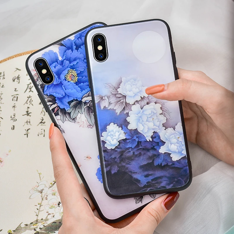 Чехол для телефона iPhone 11 pro X XR XS max 8 7 6 6s plus чехол с цветами из закаленного стекла