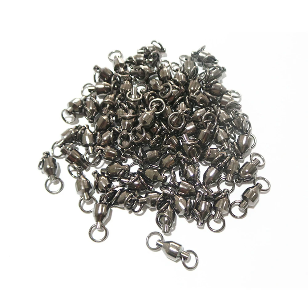 10pcs Nickle Hooks Stainless Steel With Double Rings Swivels Fishing Accessories Ball Bearing Swivel Ring Solid Ring