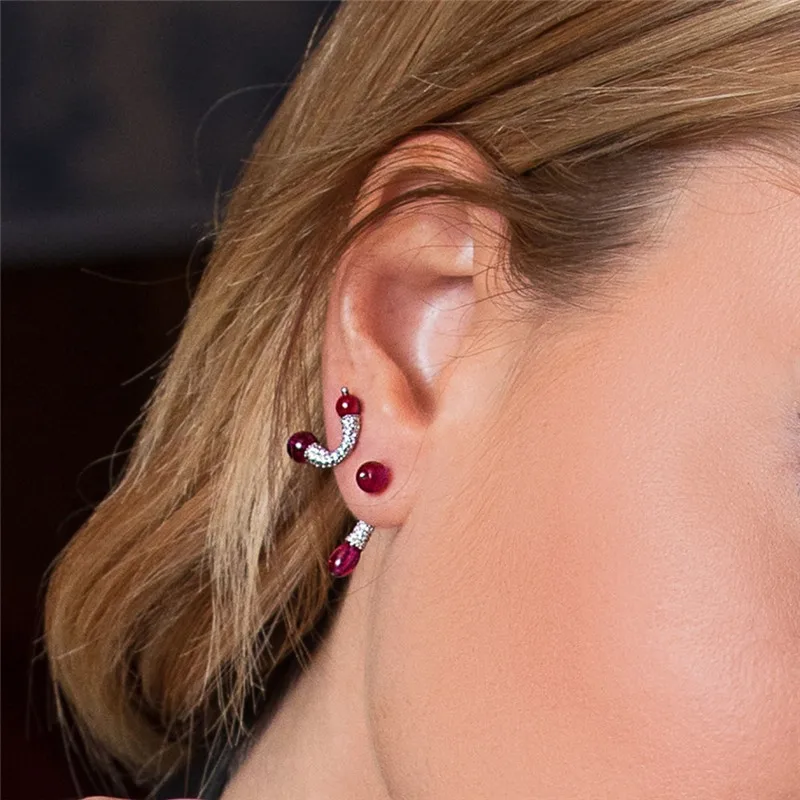 Женские серьги-гвоздики из серебра 925 пробы с фианитом | Украшения и аксессуары