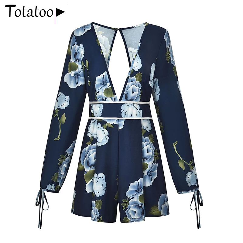 Женский комбинезон с принтом Totatoop свободный пляжный длинным рукавом и