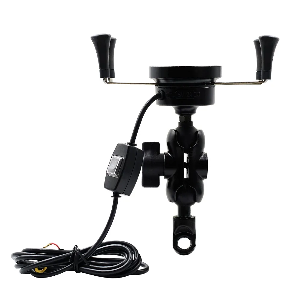 Motorcycle Charger Phone Holder With USB Wireless Wired 2in1 ABS Phone Holder for Motorbike Holder Handlebar Rearview Mount 2in1