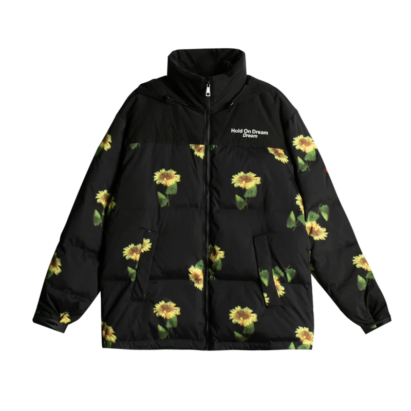 

2020 New Winter Jacket High Quality Hooded Coat Women Fashion Print Flower Winter Warm Woman Clothing Casual Parkas