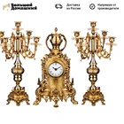 Набор Каминный 3Пр.: Часы кварцевые Настольные 22*9*39См Циферблат 8См + 2 Подсвечника 22*21*46См