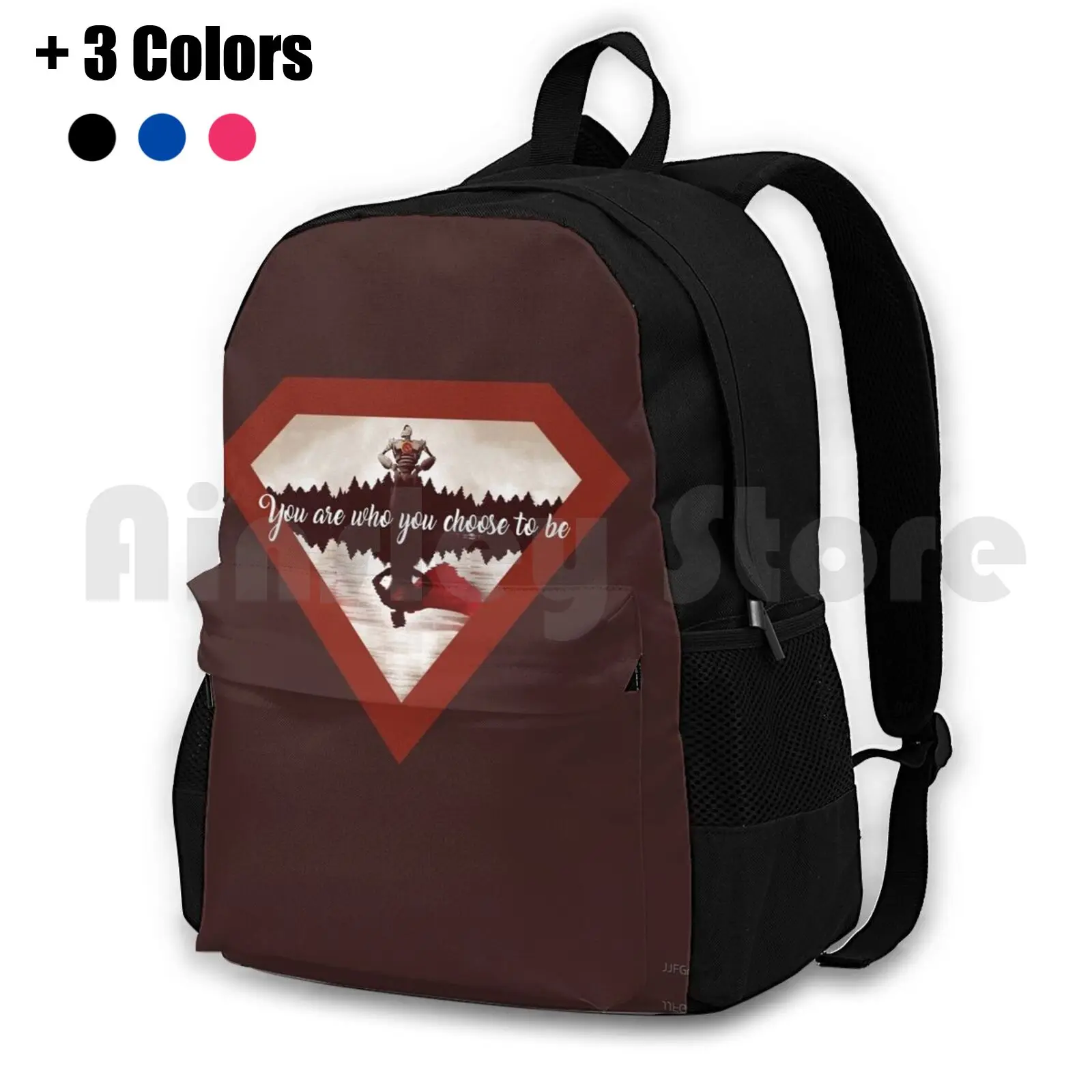 You Are Who You Choose To Be Outdoor Hiking Backpack Riding Climbing Sports Bag Iron Giant Movie Quotes Superhero Quotes Movie