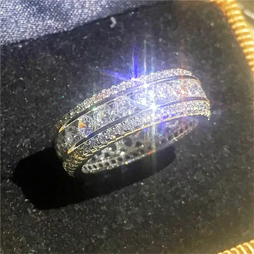 

Original 925 Sterling Silver Band Rings set Pave Simulated Diamond Wedding Cocktail topaz Ring for Women Gemstone Jewelry