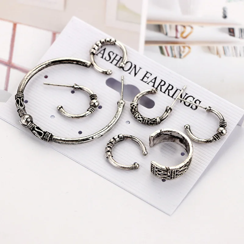 1 Набор Продам Для женщин Ленточки круг из металла Богемские серьги гвоздики для