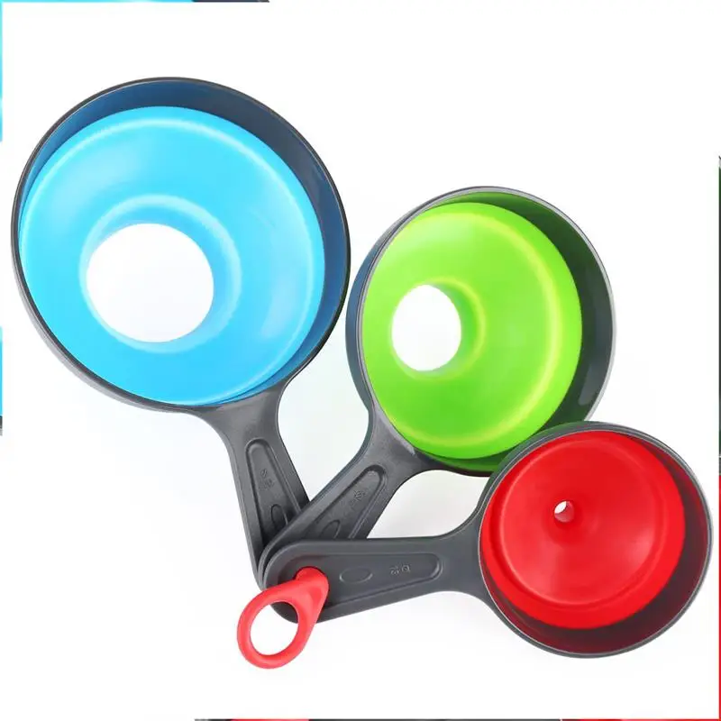 

3PCS Mini Funnels Silicone Collapsible Funnel Wide Mouth Canning Funnel For Jars Jam And Filling Bottles