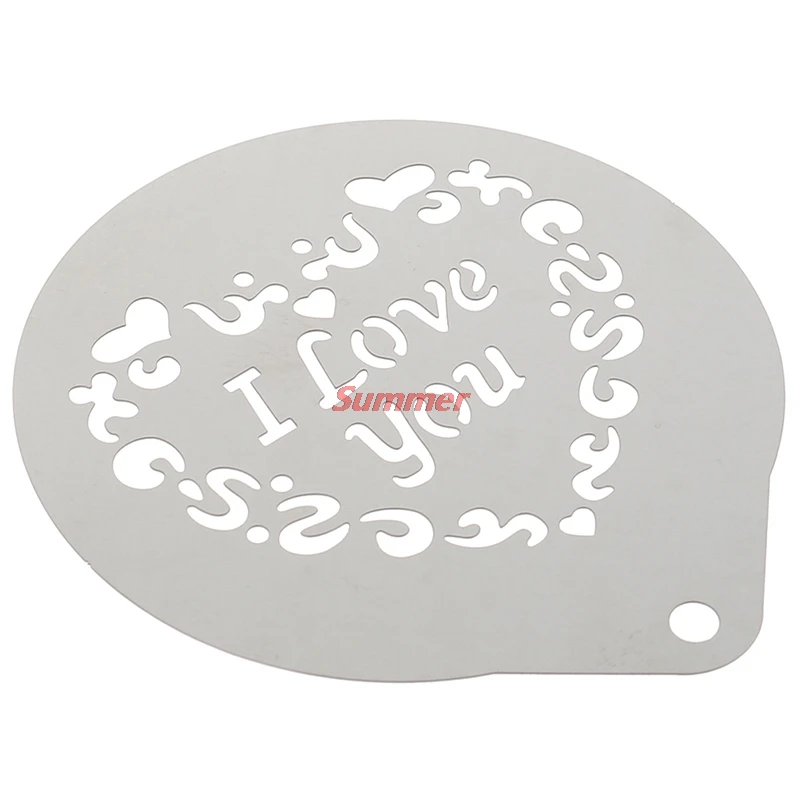 

Hot I Love You Stainless Steel Garland Mold Coffee Printing Thick Cafe Foam Spray Template Barista Stencils Decoration Tool