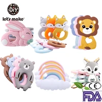 silicone teether rodent cartoon animals 1pc food grade silicone pandents diy teething toys for teeth tiny rod baby teethers gift