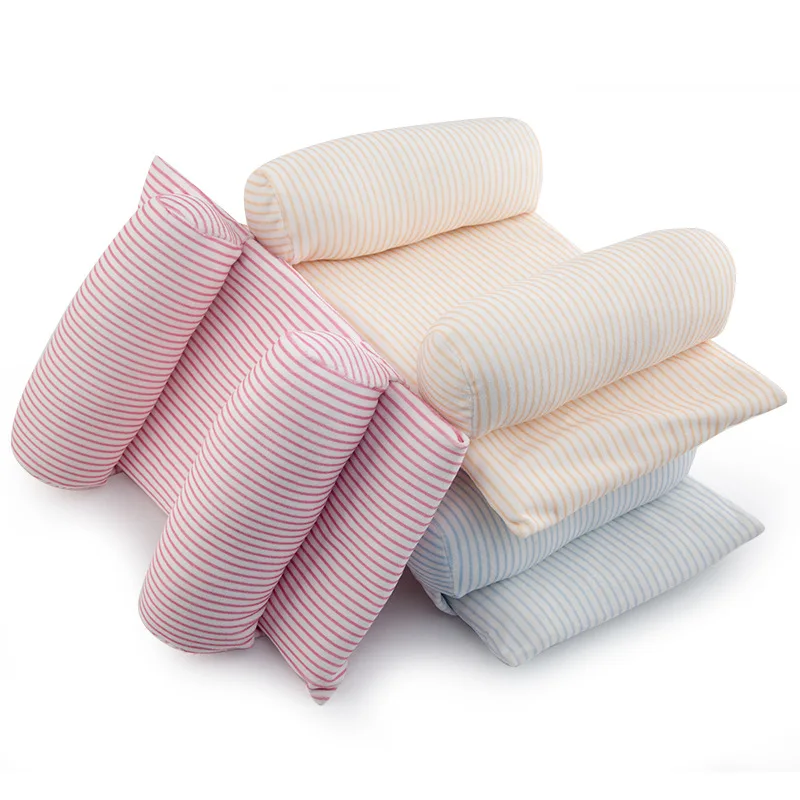 Подушка Детская Хлопковая в полоску комфортная не скатывается для сна от 0 до 24