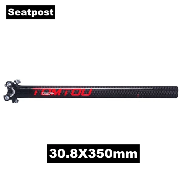 Seatpost 30.8X350mm Из карбонового волокна от tomtou дорожный велосипед вынос руля стойка сидения Велоспорт части дорожный велосипед падение баров наборы глянцевый красный-TS8T64 - Цвет: Seatpost 30.8X350mm
