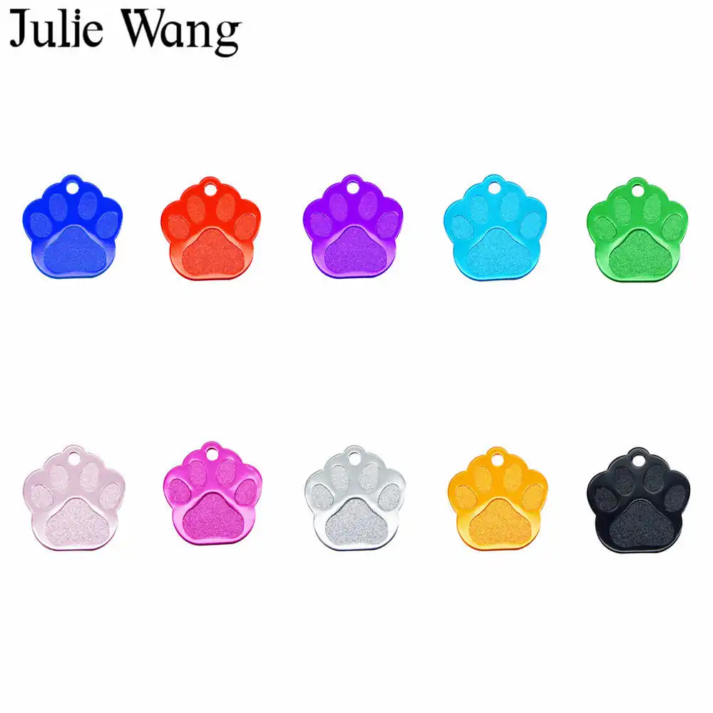 Julie Wang 10 шт. тег для собак талисманы в форме лапы алюминий на заказ выгравировано