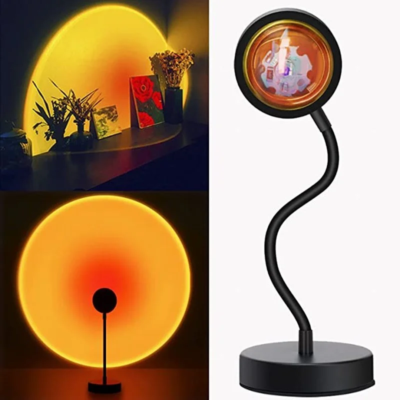 

Sunset Lamp,360 Degree Projector Atmosphere Lamp Night Light,Romantic Visual Ambient Light Network,For Bedroom Selfie Wall Decor