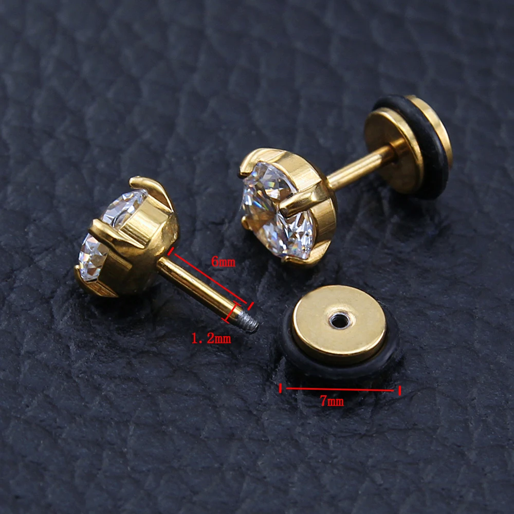 Женские серьги-гвоздики с фианитами ZEMO закручивающейся спинкой украшение для