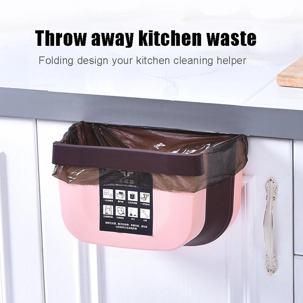 

Kitchen Hanging Trash Can Wall Mounted Folding Waste Bin Under Sink Collapsible Garbage for Kitchen Bedroom Bathroom Office Car