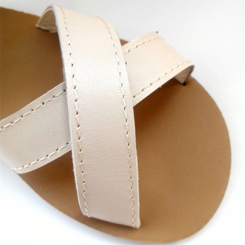 

Genuine Leather Children's sandals summer Non-slip sole girl Beach shoes For Party wedding kids sandals 6T 10T