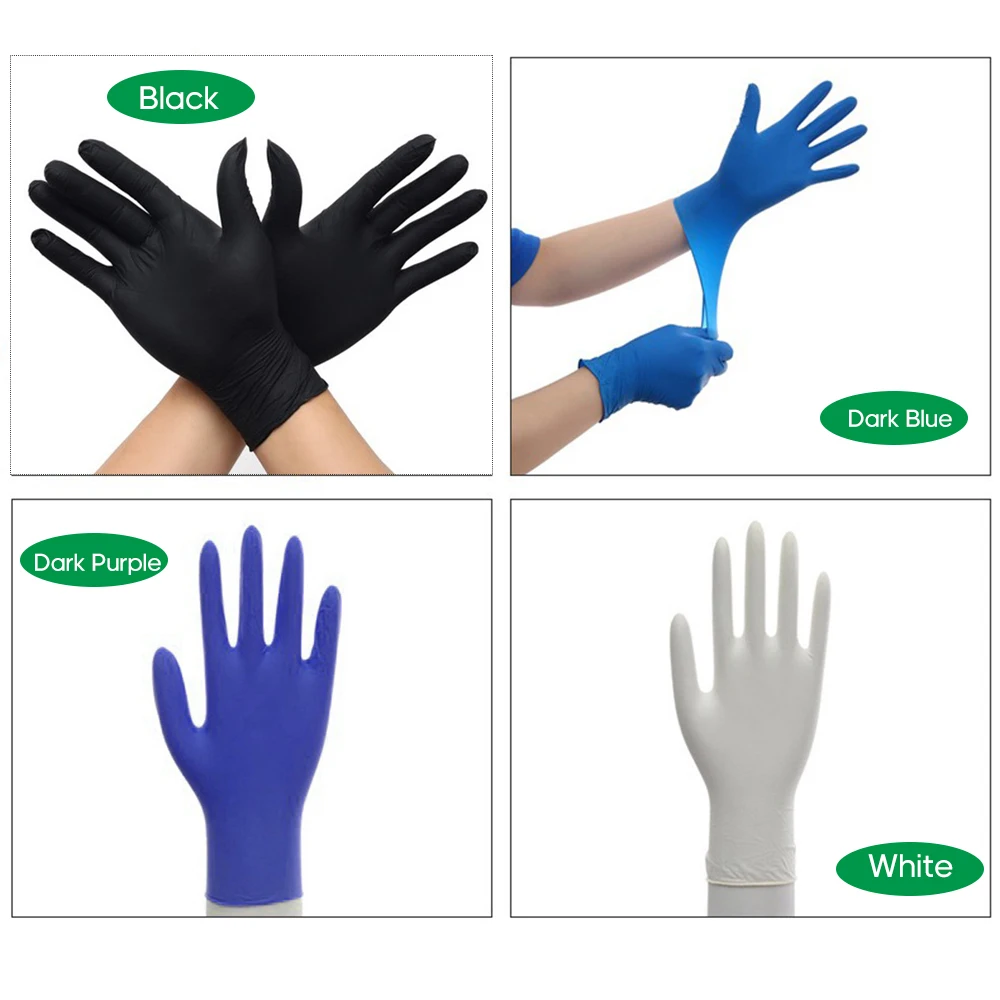 100 шт одноразовые нитриловые перчатки Нескользящие маслостойкие