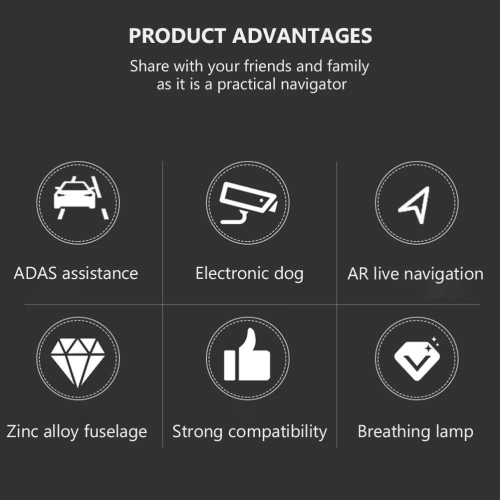 

1Pc USB Mini Large Screen AR Navigator Automobile Data Recorder (Black)