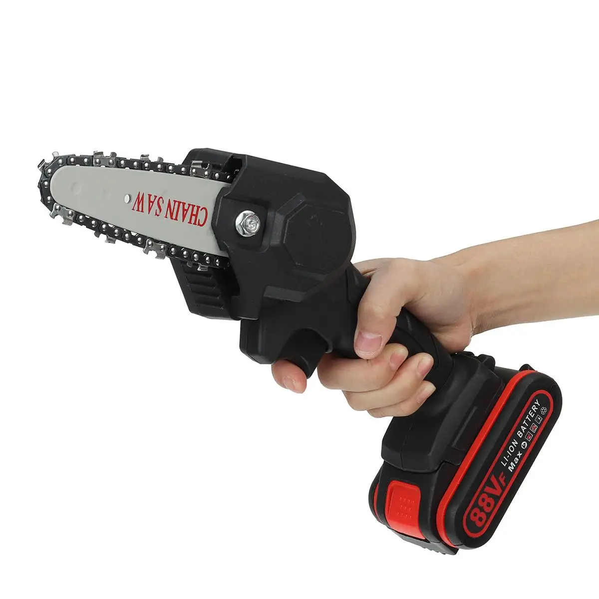 

1080W 88V Mini Electric Chain Saw With 2PC Battery 4 Inch Woodworking Pruning One-handed Garden Tool Rechargeable EU Plug