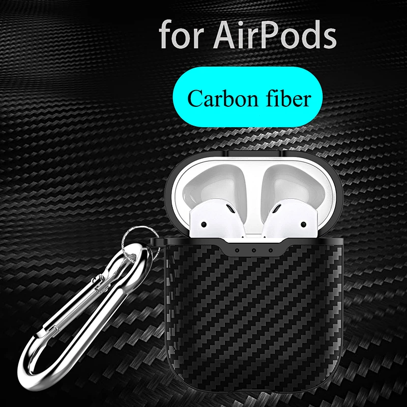 Чехол для наушников из углеродного волокна Airpods 1 2 чехол бизнес Мягкий ТПУ полный