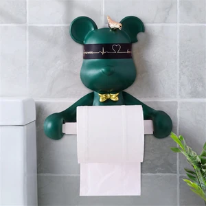 resin nordic bear toilet paper holder hygiene free punch hand tissue box household paper towel holder reel spool device free global shipping