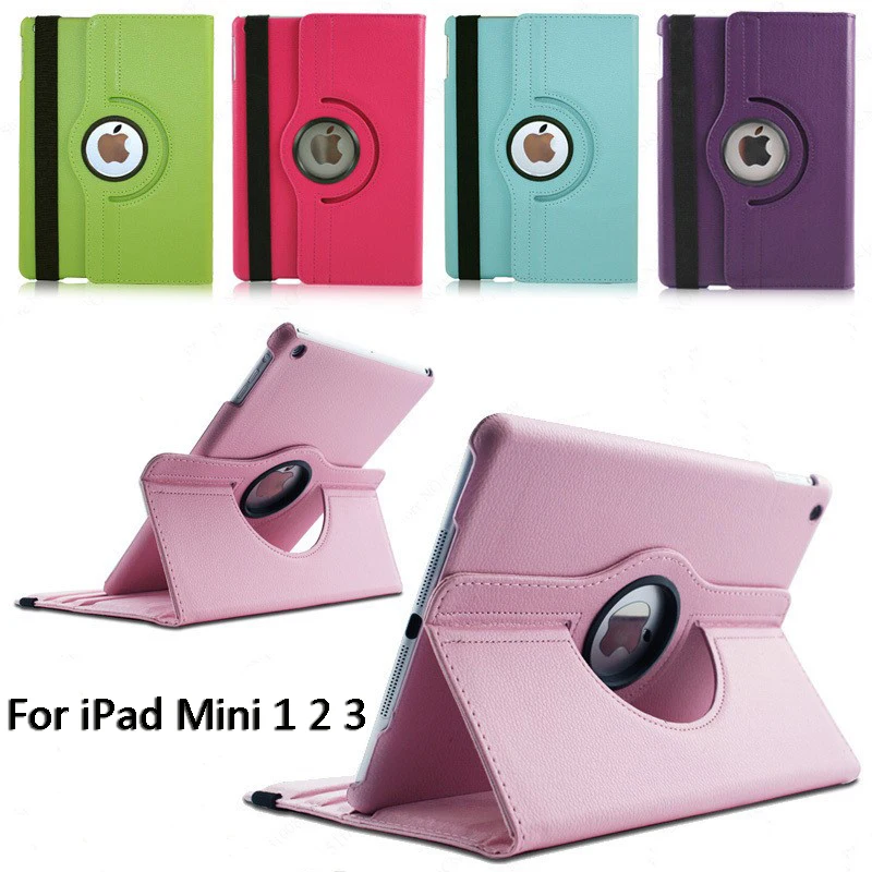 

For iPad mini 1 mini 2 mini 3 Leather Case 360 Rotation Flip Stand A1432 A1454 Protective 7.9'' Case for iPad mini 1 2 3 Cover