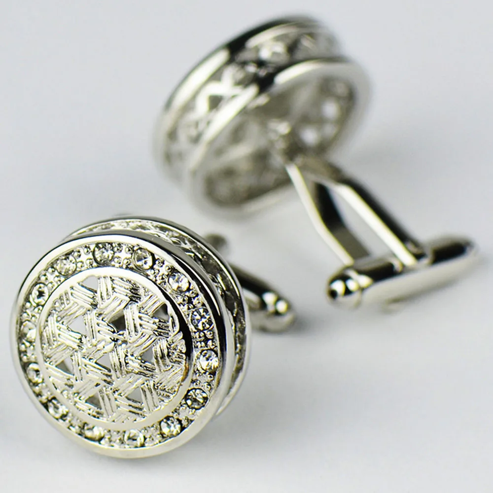 

Boutique Cufflinks Crystal Blue Cufflinks French Shirt Sleeve Nail 3D French Button Men's business cuffs