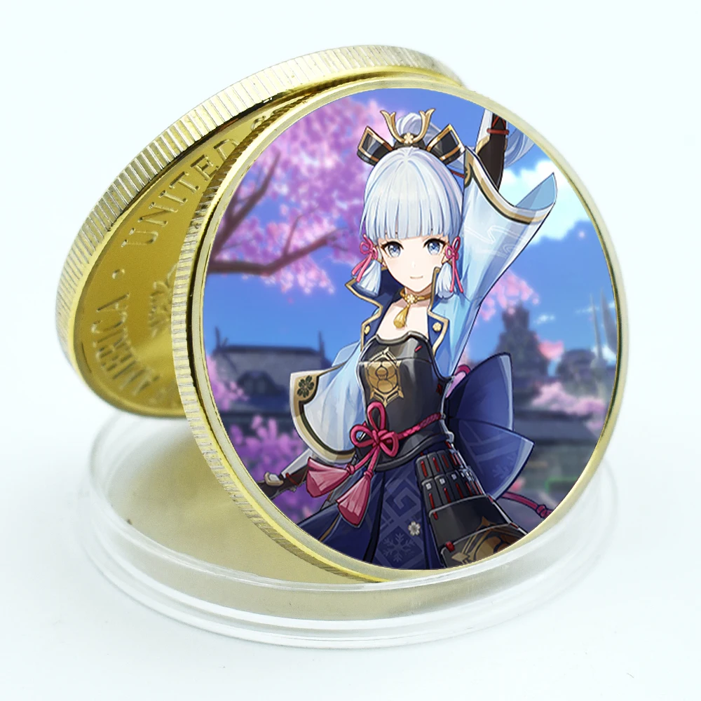 

С Новым годом, металлическая монета Genshin Impact, невалютная монета, позолоченная памятная монета, праздничные удивленные подарки