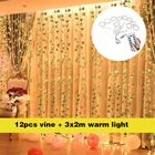 Искусственные подвесные гирлянды из плюща, Зеленые Лозы, искусственные листья, растения для дома, кухни, сада, офиса, украшение для стен на свадьбу, вечеринку, 12 упаковок
