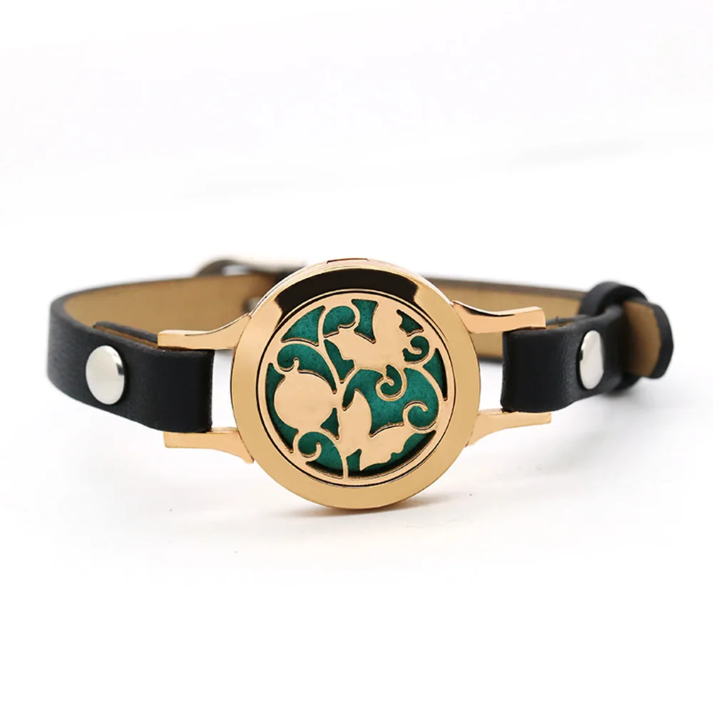 BOFEE Tree Of Life Essential Oil Diffuser Bracelet Magnetic Stainless Steel Aromatherapy Locket Leather 25mm Jewelry | Украшения и