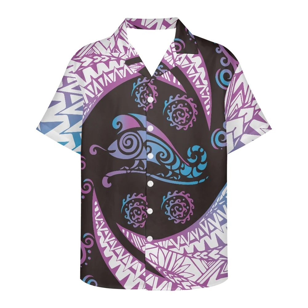 

Мужские летние пляжные рубашки для отпуска, горячая распродажа, полинезийские этнические Гавайские рубашки с коротким рукавом и принтом с ...